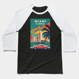 A Vintage Travel Poster of Miami - Florida - US Baseball T-Shirt